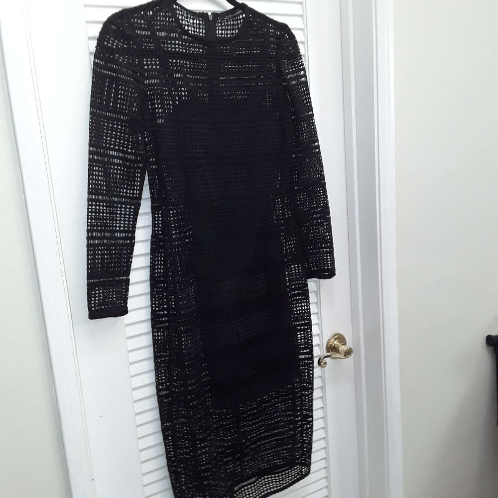 Zara Woman Black Cutout Guipure Lace Dress Small